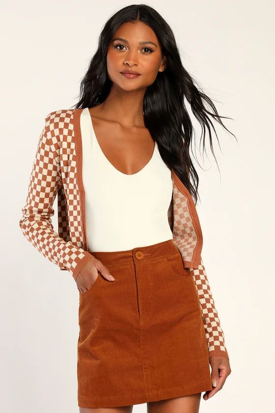 Cute Coordination Rust Brown Corduroy Mini Skirt | Lulus (US)