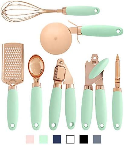 COOK With COLOR 7 Pc Kitchen Gadget Set Copper Coated Stainless Steel Utensils with Soft Touch Mi... | Amazon (US)