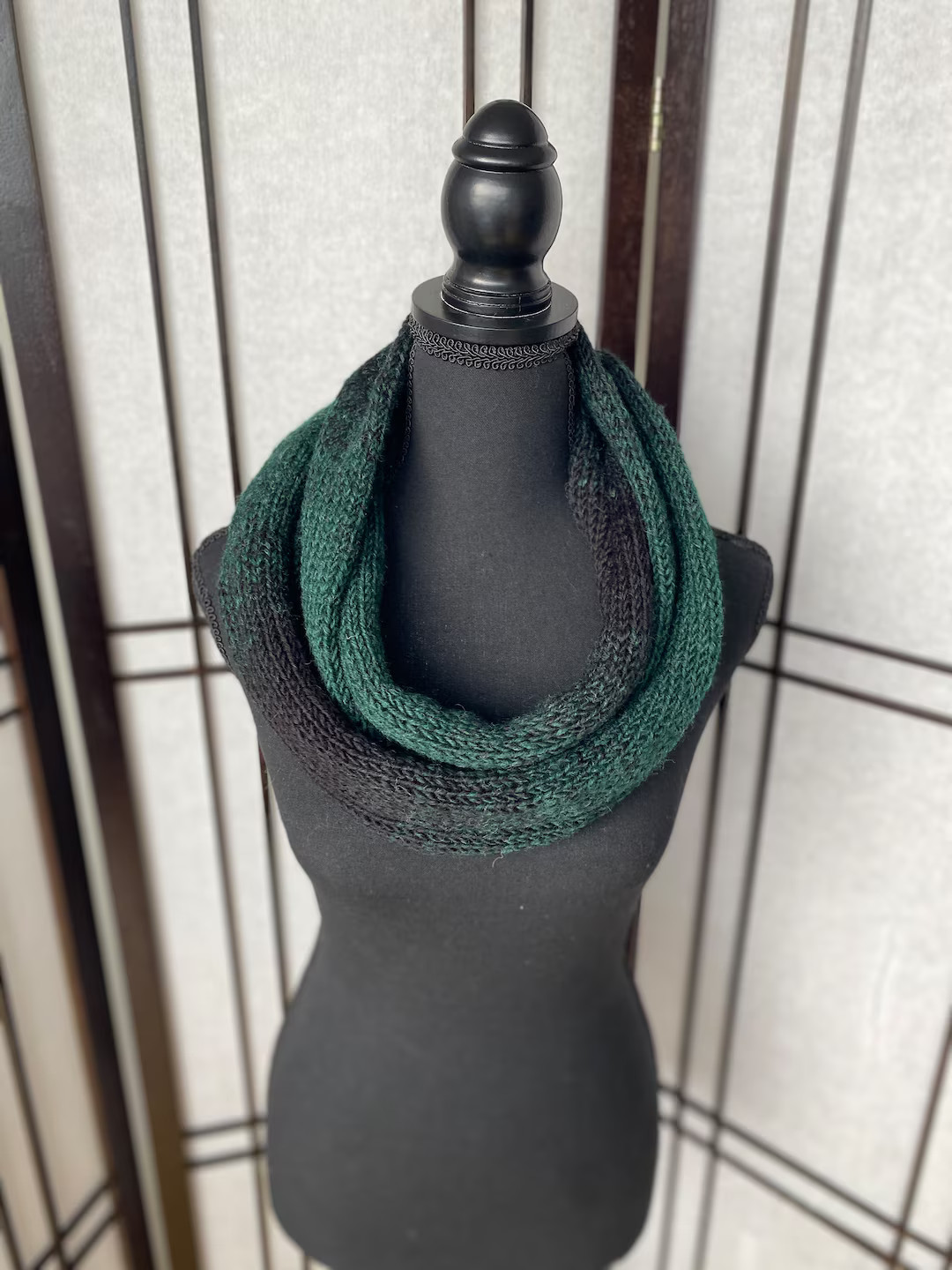 Black and Green Ombre Seamless Infinity Knit Scarf Black & Forest Ombre Warm Scarf Handmade Multi... | Etsy (US)