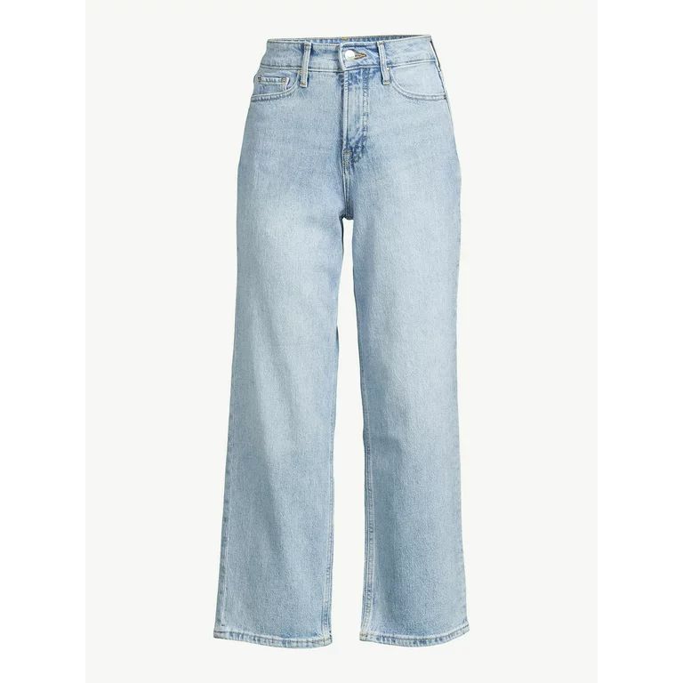 Free Assembly Women's Cropped Wide High Rise Straight Jeans | Walmart (US)