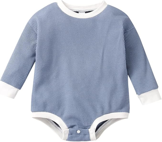 Baby Girl Boy Crewneck Sweatshirt Knit Long Sleeve Romper Solid Rainbow Oversized Sweater Bodysui... | Amazon (US)