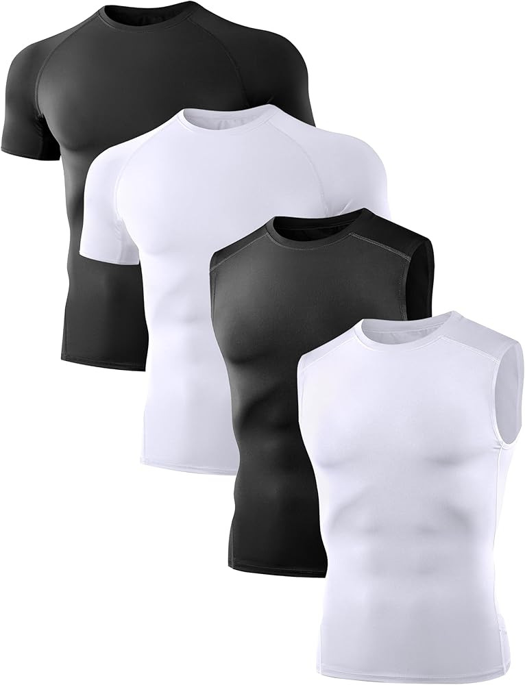 Dalavch 4 Pack Compression Shirts and Tank Tops Men Short Sleeve/Sleeveless Athletic Undershirt f... | Amazon (US)