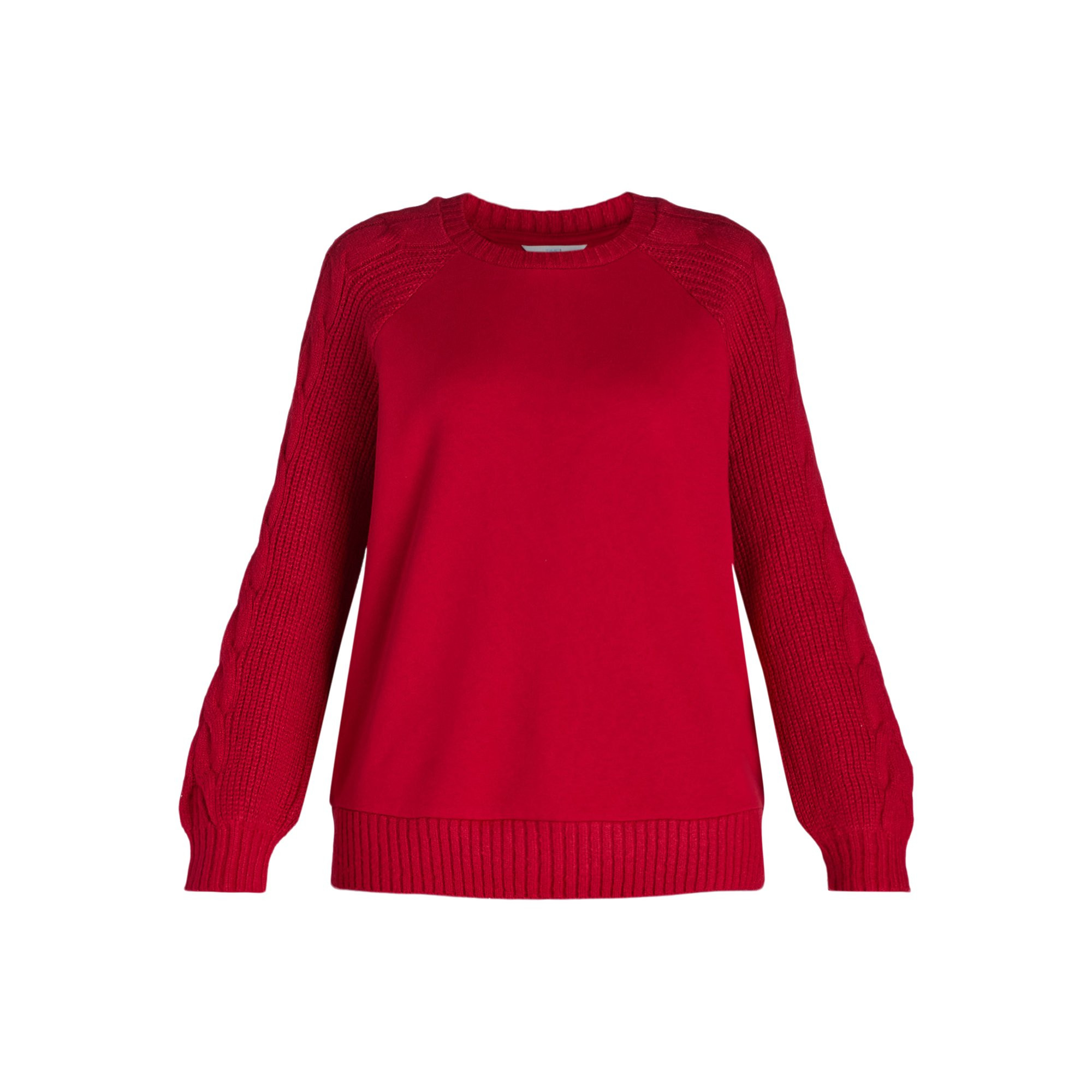 Time and Tru Women's Mixed Media Crewneck Sweatshirt, Sizes S-XXXL - Walmart.com | Walmart (US)