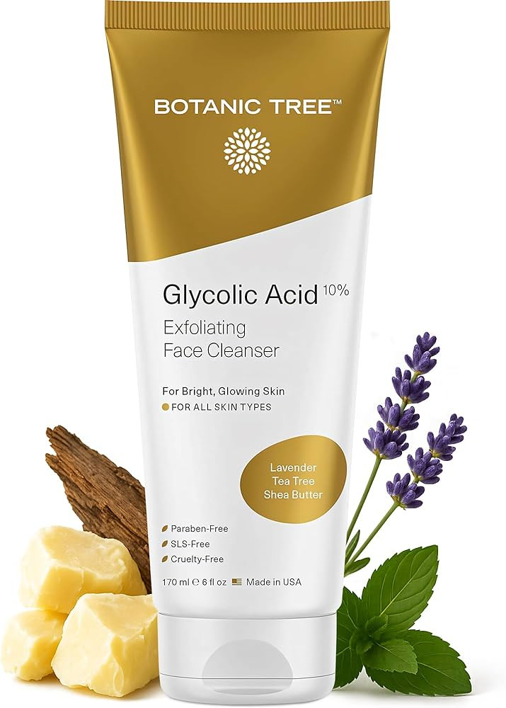 Botanic Tree Glycolic Acid Face Wash - Facial Cleanser and Scrub - 10% Glycolic Acid, AHA - Salic... | Amazon (US)