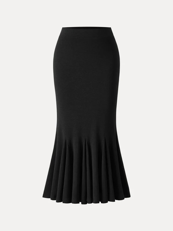 Brushed Inside Mermaid Flare Pull-On Midi Skirt | OGLmove