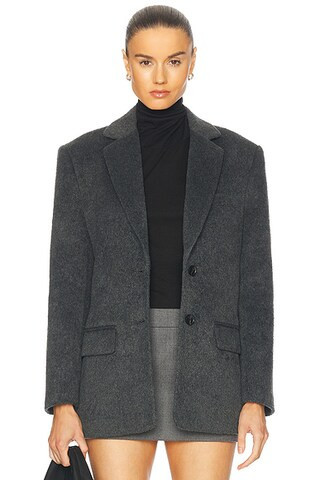 GRLFRND Wool Blend Blazer in Dark Heather Grey - Grey. Size S (also in M). | FWRD 