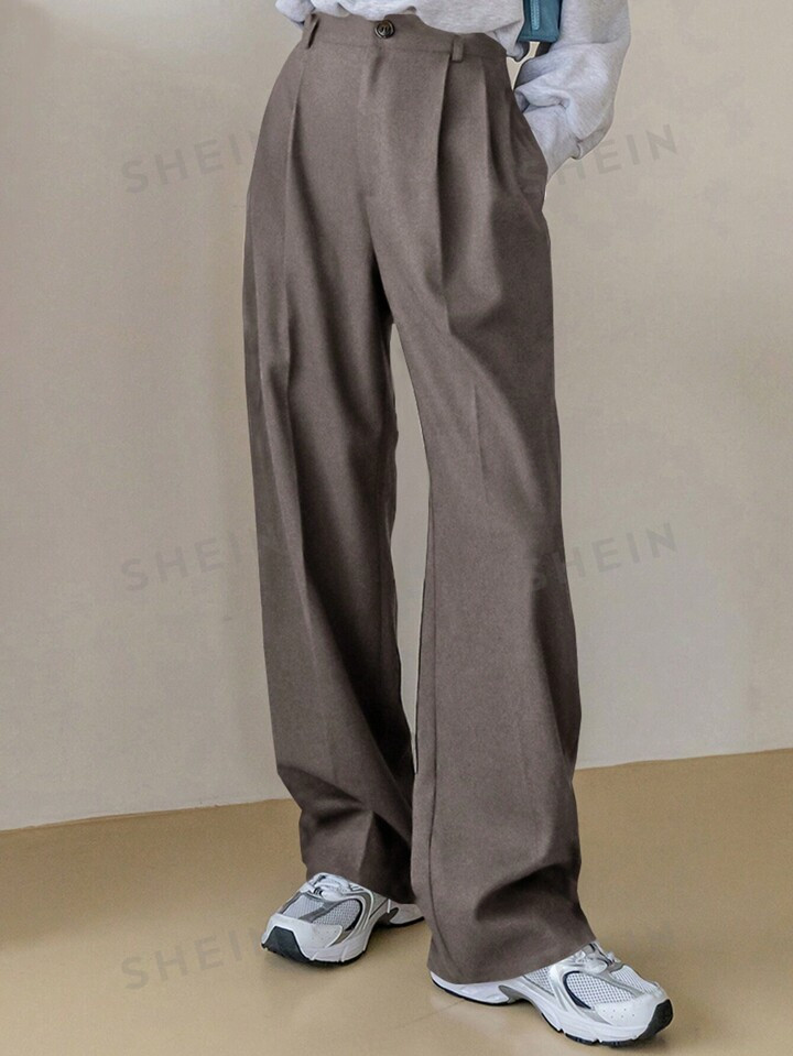 Dazy-Less Pantalones rectos con bolsillo oblicuo con fruncido | SHEIN