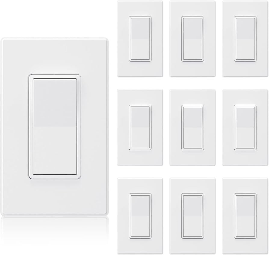 ELEGRP Matte White Single Pole Decorator Light Switch 15Amp, 120-277V, Paddle Rocker Replacement,... | Amazon (US)