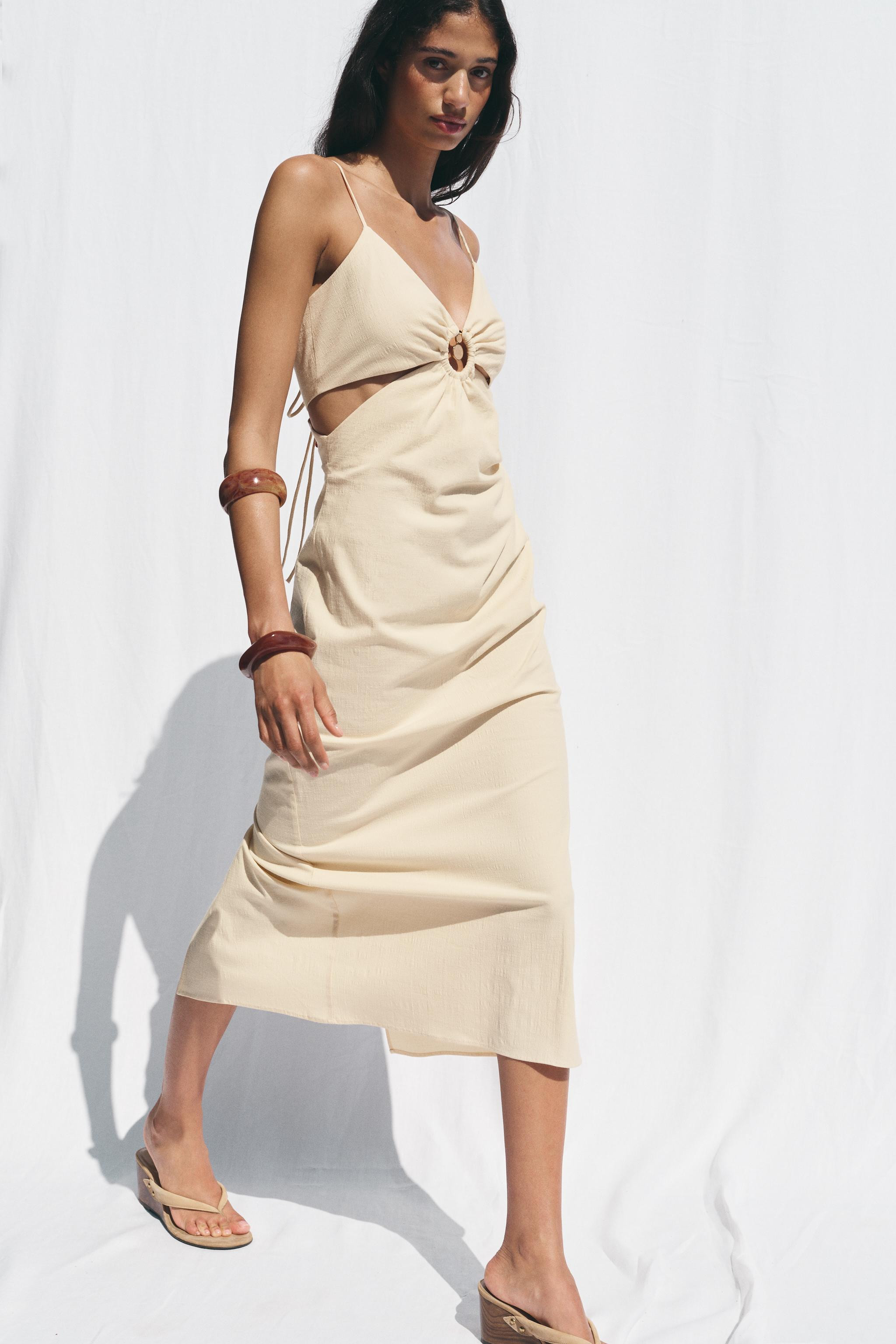 CUT OUT RUSTIC MIDI DRESS | Zara US