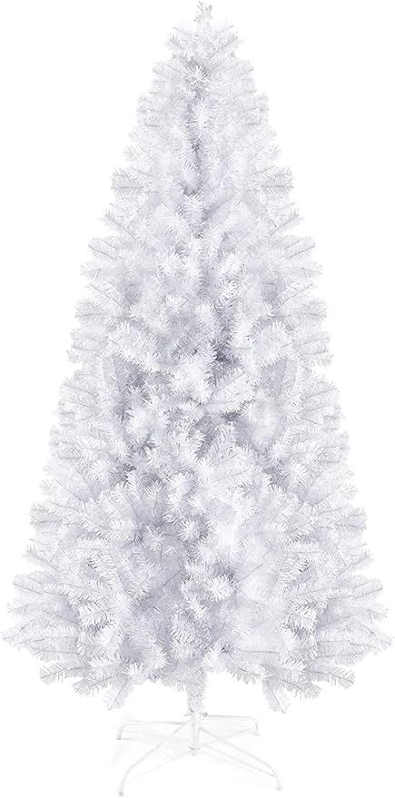 Amazon.com: Prextex 6 Feet White Christmas Tree - 1200 Tips, Premium Hinged Artificial Spruce Sno... | Amazon (US)