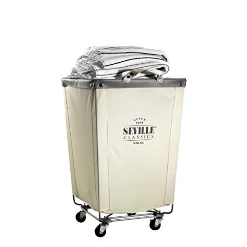 Seville Classics Large Commercial Heavy Duty Rolling Steel Frame Laundry Hamper Canvas Cart Bin, ... | Amazon (US)