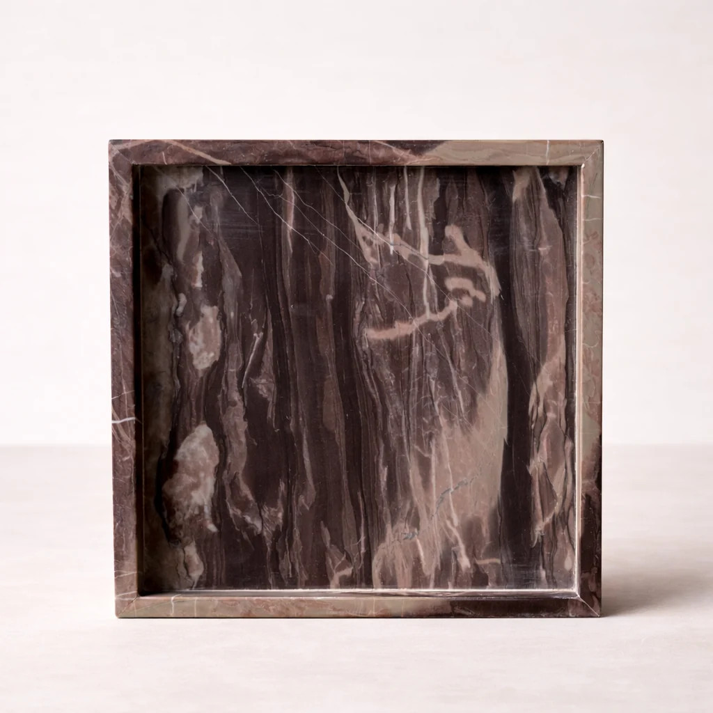 Maroon Marble Square Marble Tray | By Luxe B Co. | luxe bCO