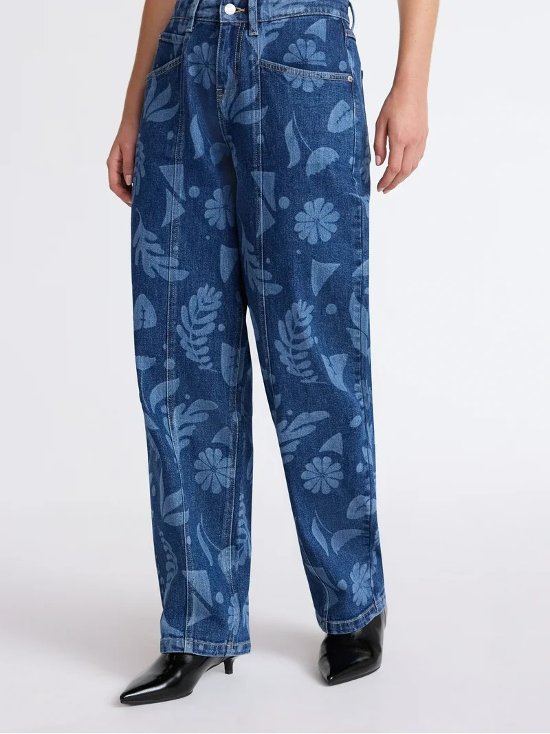 Scoop Limited Edition Women's and Women's Plus Print Barrel Jeans, Sizes 0-26 | Walmart (US)