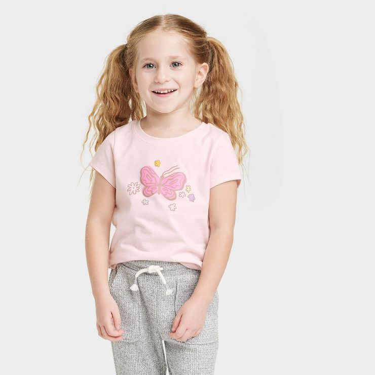 Toddler Girls' Butterfly Short Sleeve T-Shirt - Cat & Jack™ Light Pink | Target