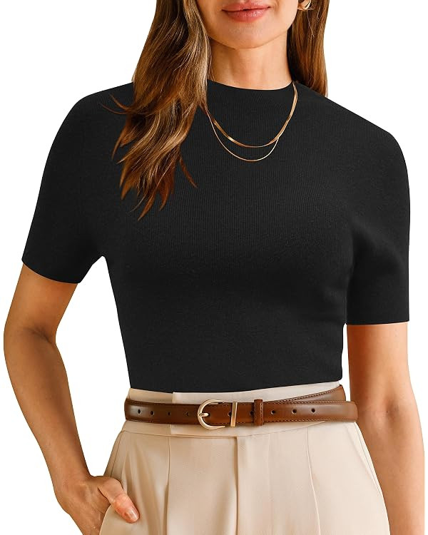 Arach&Cloz Women's Wool Blend Summer Seamless Rip Resistant Tops Opaque Shirts | Amazon (US)