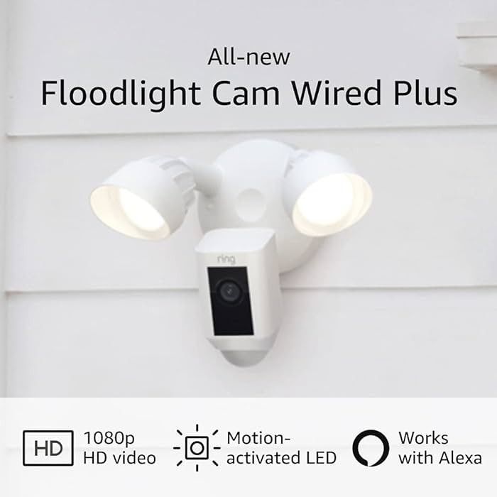 Ring Floodlight Cam Wired Plus with motion-activated 1080p HD video (2021 release) | 3-pack, Whit... | Amazon (US)