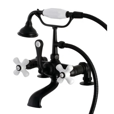 Kingston Brass Aqua Vintage Three-Handle 2-Hole Tub Wall Mount Clawfoot Tub Faucet with Hand Shower | Wayfair North America