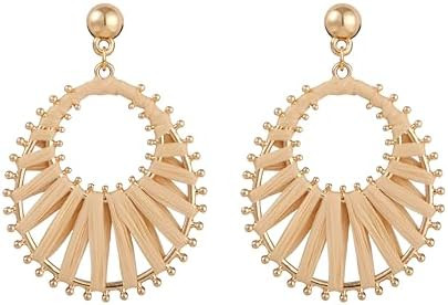 Viva Joya Boho Raffia Teardrop Earrings for Women, Large Statement Drop Dangle Earrings for Prom,... | Amazon (CA)