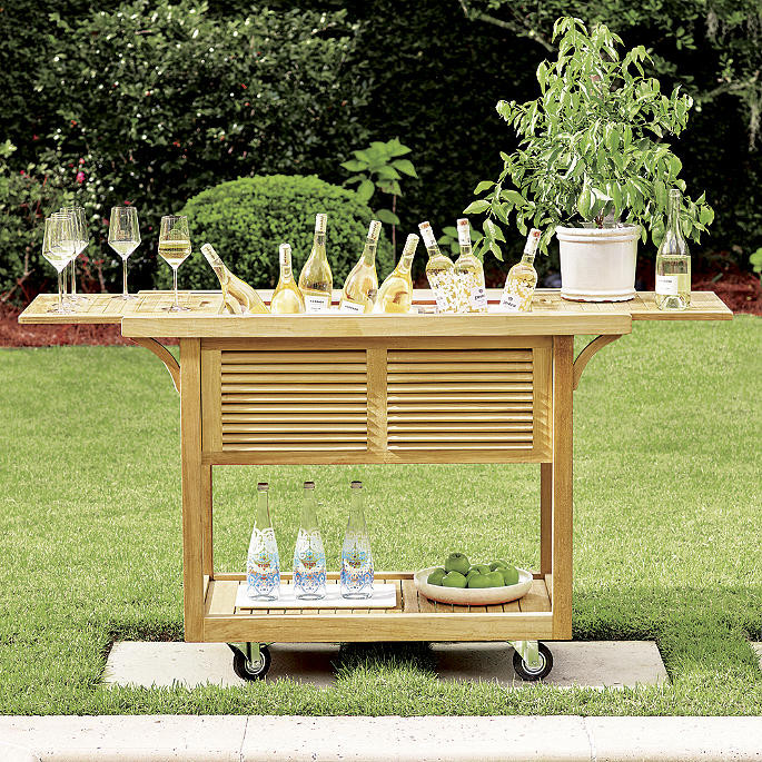 Teak Bar Cart with Beverage Tub | Frontgate | Frontgate