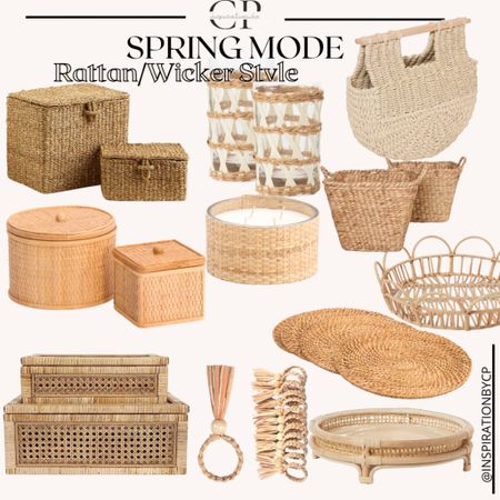 SPRING DECOR-Rattan, wicker, raffia material, charger plates, bins, napkin rings, tray, rattan candle, rattan water glass, spring decor, home decor

#LTKSeasonal #LTKFind #LTKhome
