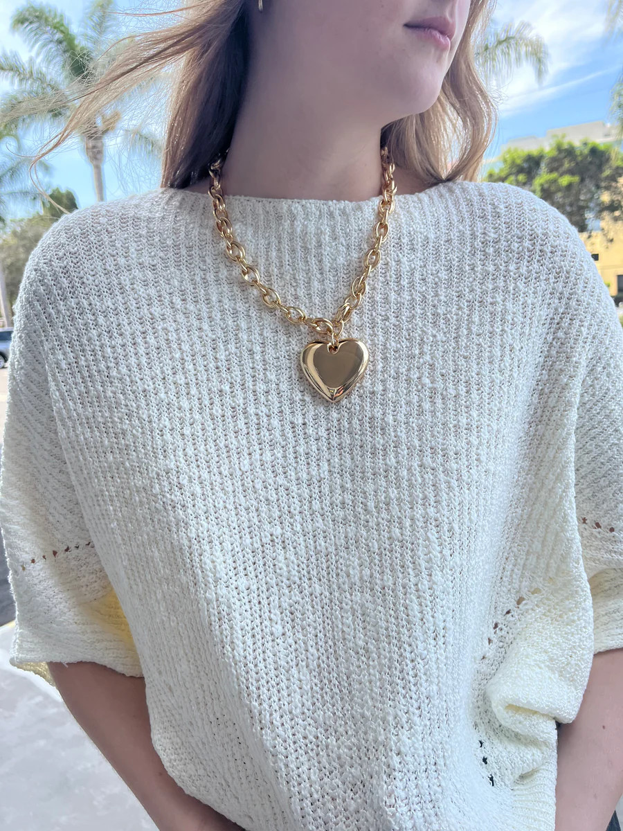 Tessa Chunky Gold Metal Heart Necklace | Benaar La