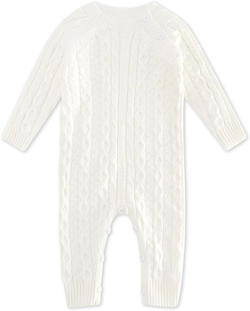 Baby Sweater Romper Newborn Boy Girls Cable Knit Bodysuit Long Sleeve Jumpsuit Winter Fall Layett... | Amazon (US)