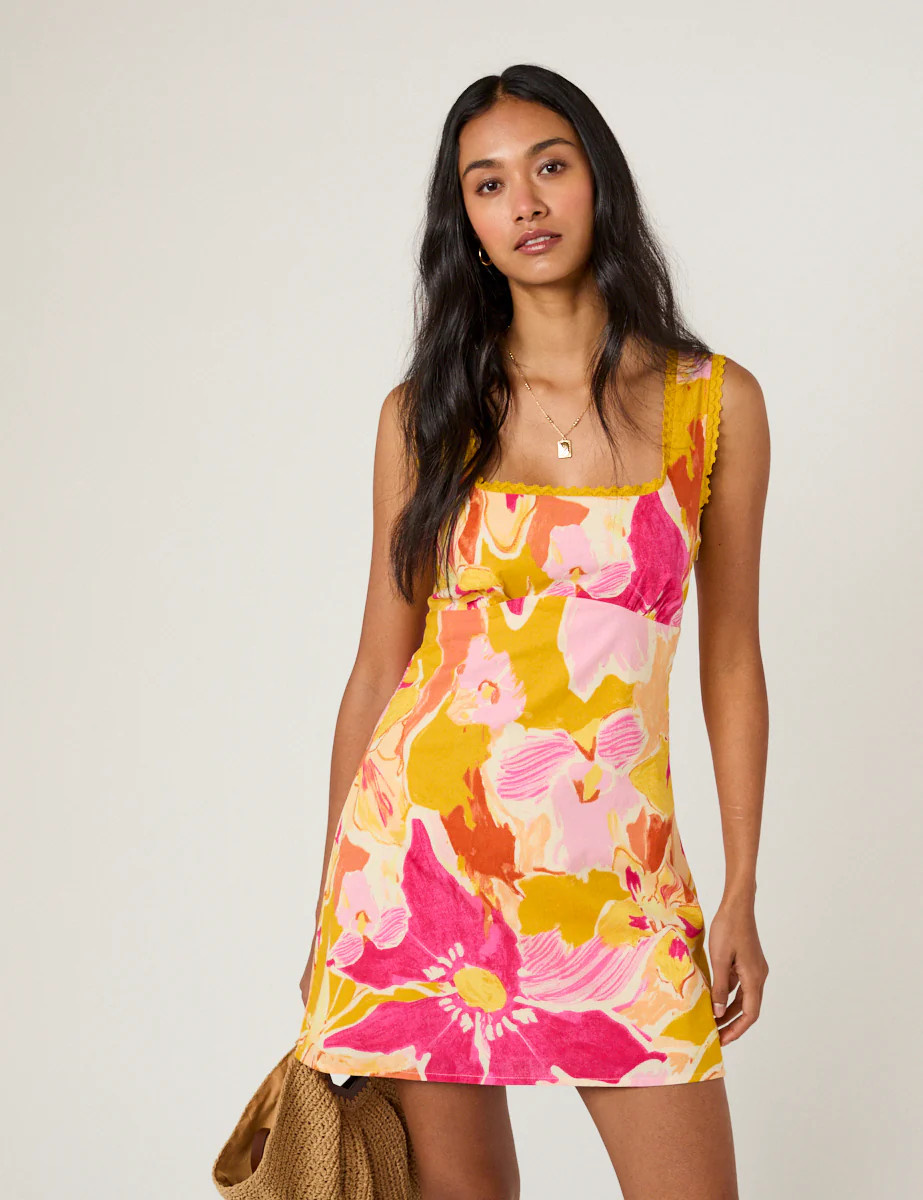 Yellow Floral Ciara Mini Dress | Nobody's Child