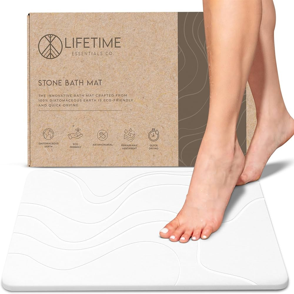 Lifetime Essentials Co. Stone Bath Mat – Diatomaceous Earth, Shower Mat,Quick Dry Bath Mat, Bat... | Amazon (US)