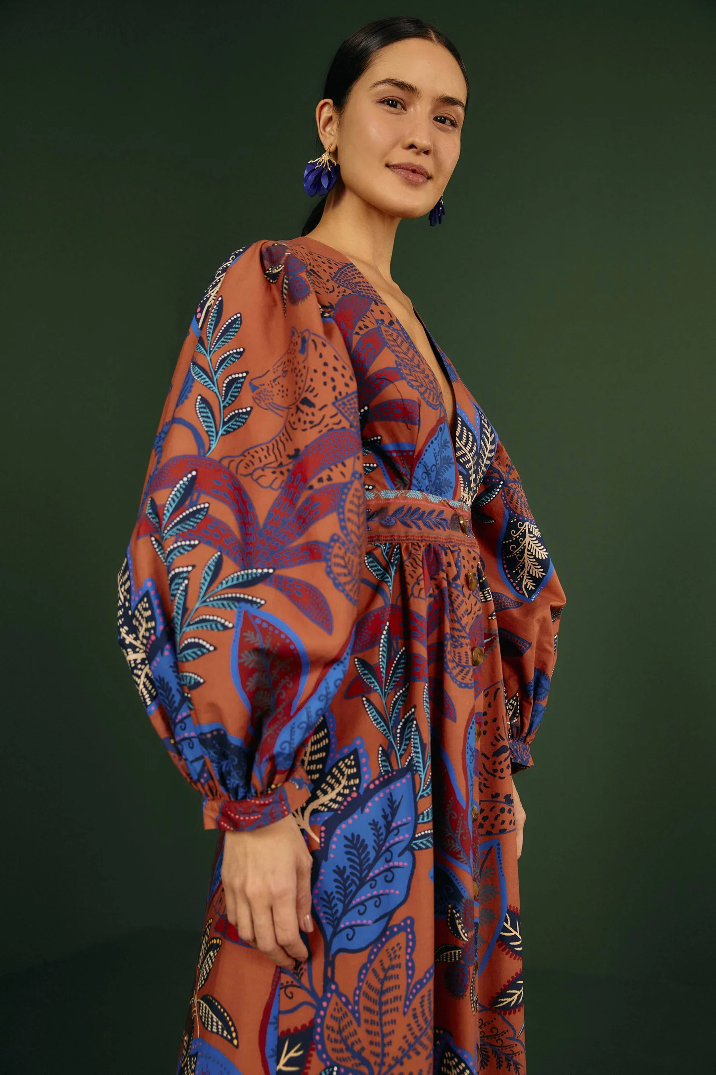 Brown Wild Jungle Organic Cotton Maxi Dress | FarmRio (US)