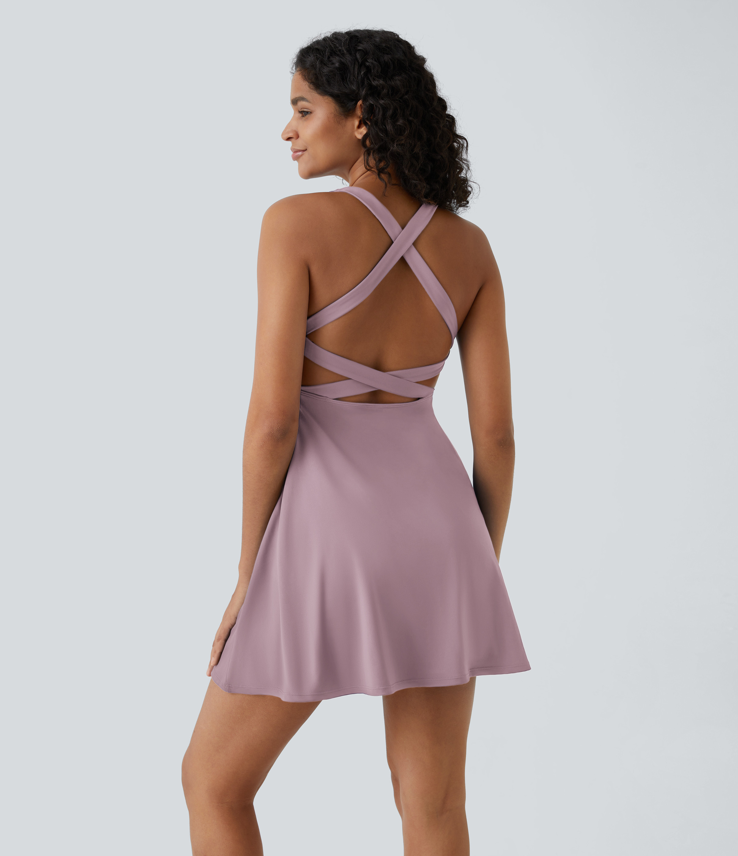 Halara Flare 2-Piece Pocket Dance Active Dress Workout Dress - Dark Mauve - XL | HALARA
