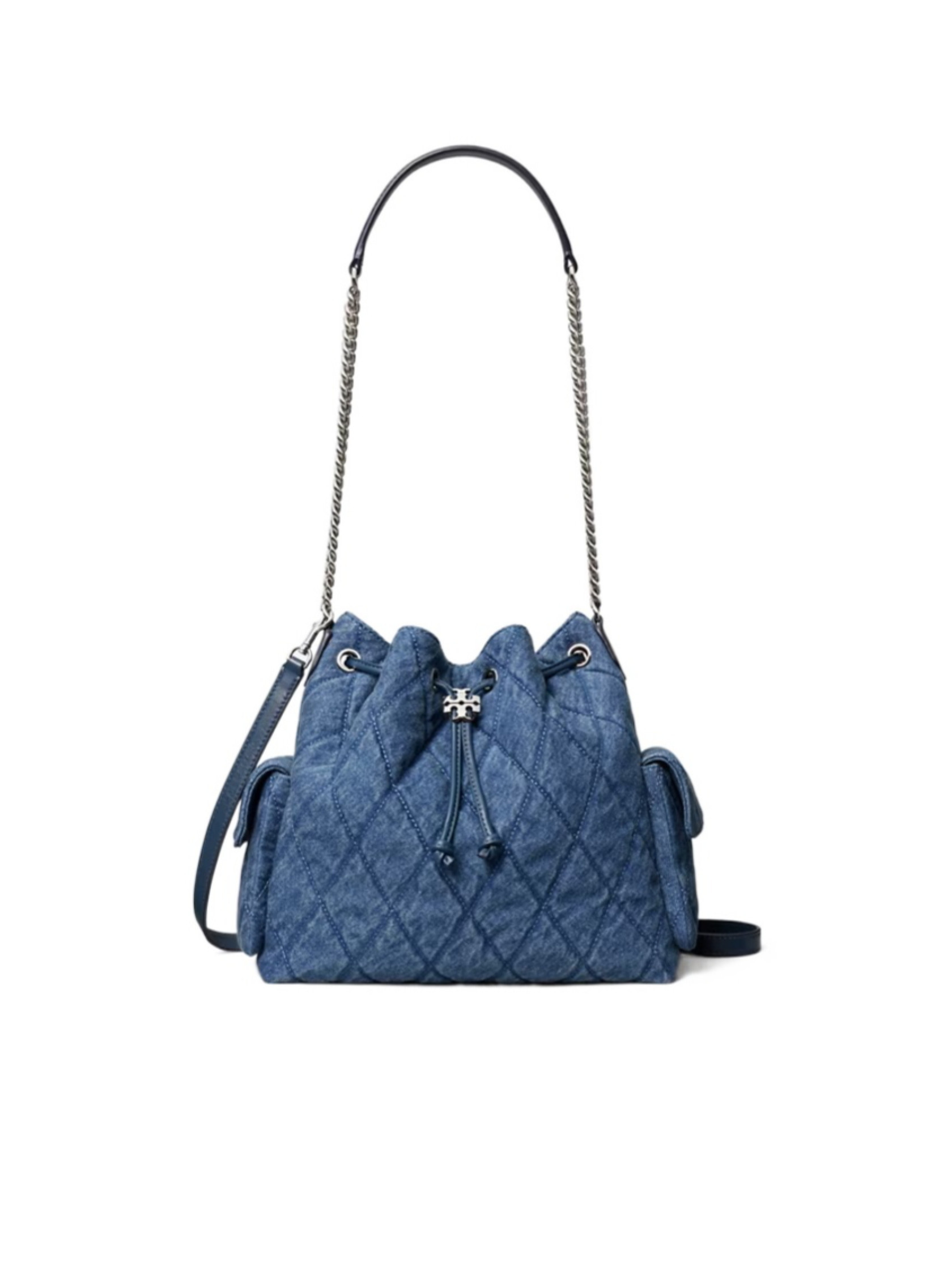 Charlie quilted denim drawstring shoulder bag | Senser US