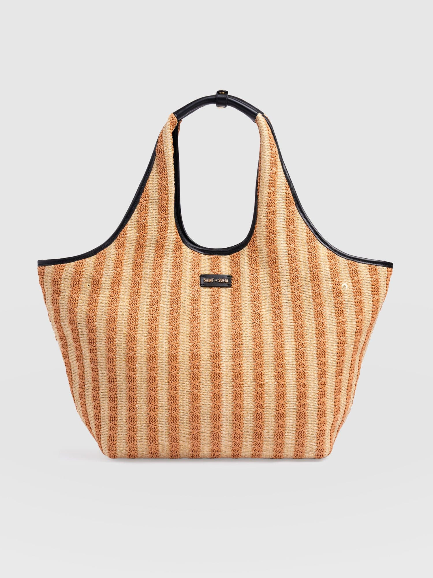 Large Stella Shoulder Tote Bag - Orange Raffia | Saint + Sofia