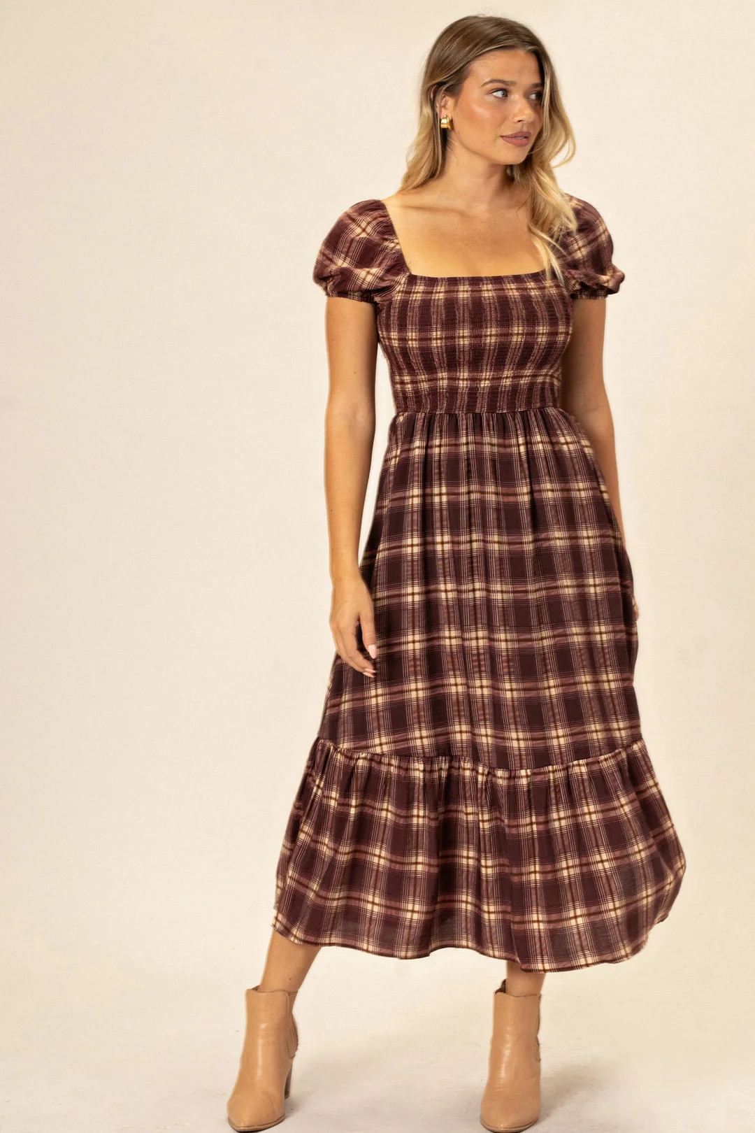 Holly Plaid Smocked Dress | Morning Lavender
