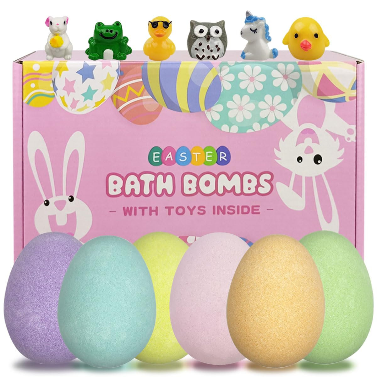 Anditoy 6 Pack Easter Bath Bombs with Easter Surprise Toys Inside for Kids Girls Boys Easter Bask... | Amazon (US)