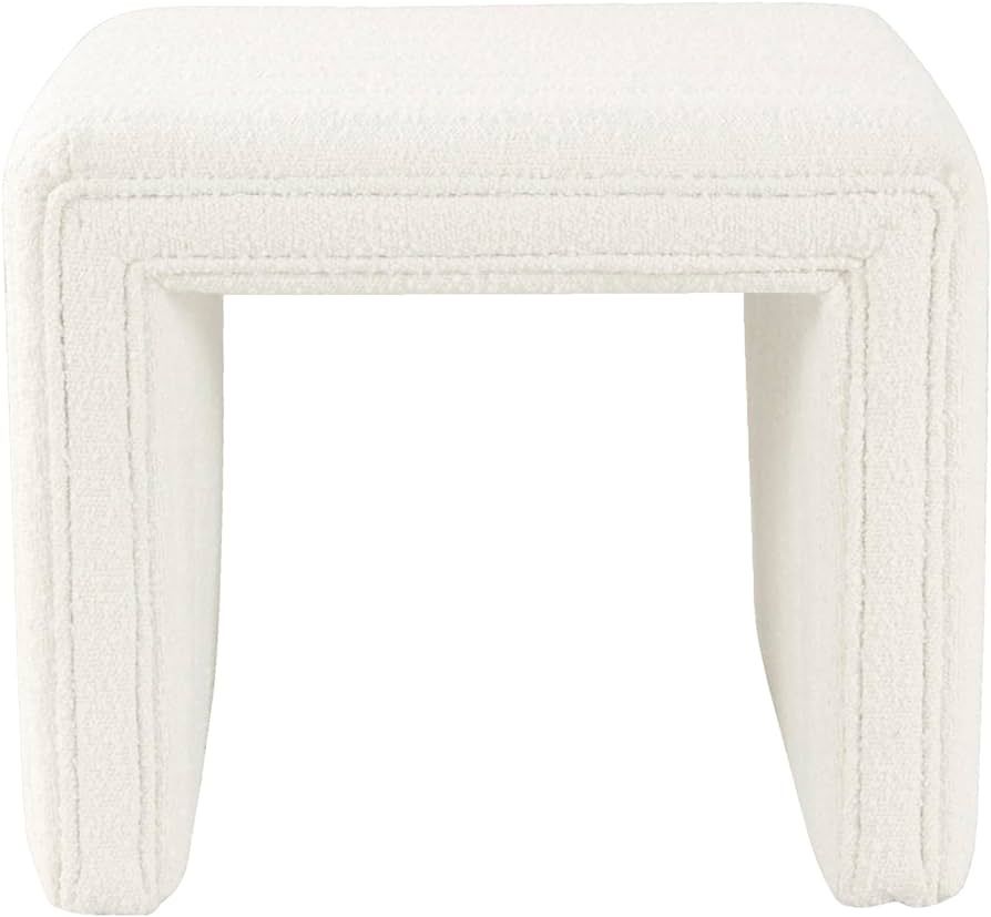 HomePop Modern Channel Tufted Ottoman Home Décor|Ottoman for Living Room & Bedroom - Cream Boucl... | Amazon (US)