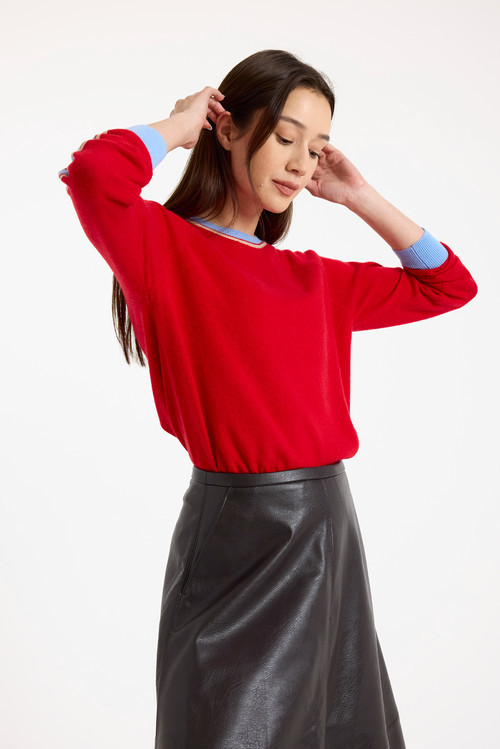 Brodie Pure Cashmere Long Sleeve 100% Cashmere Sweater in Red at Nordstrom, Size Small | Nordstrom