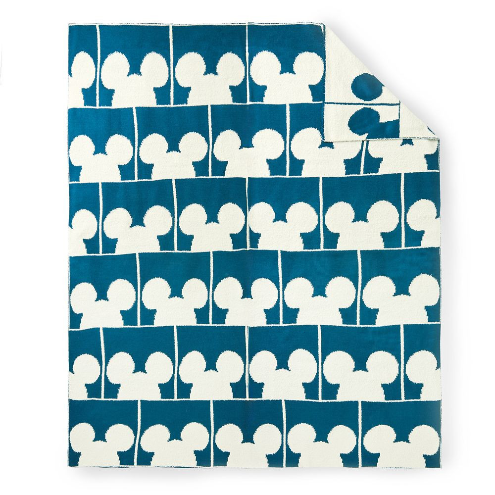Mickey Mouse Icon Throw Blanket  Blue/White Official shopDisney | Disney Store