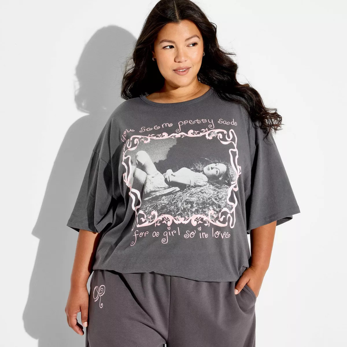 Women's Olivia Rodrigo Oversized Short Sleeve Graphic T-Shirt - Charcoal 3X | Target