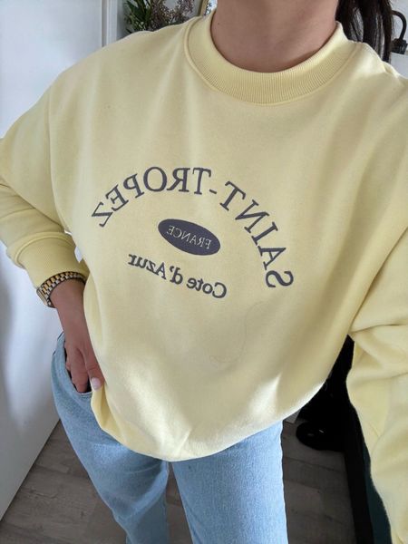Cute butter yellow sweatshirt! 💛 bought it with the matching sweatpants! Wearing size medium 

#LTKsalealert #LTKfindsunder50 #LTKstyletip