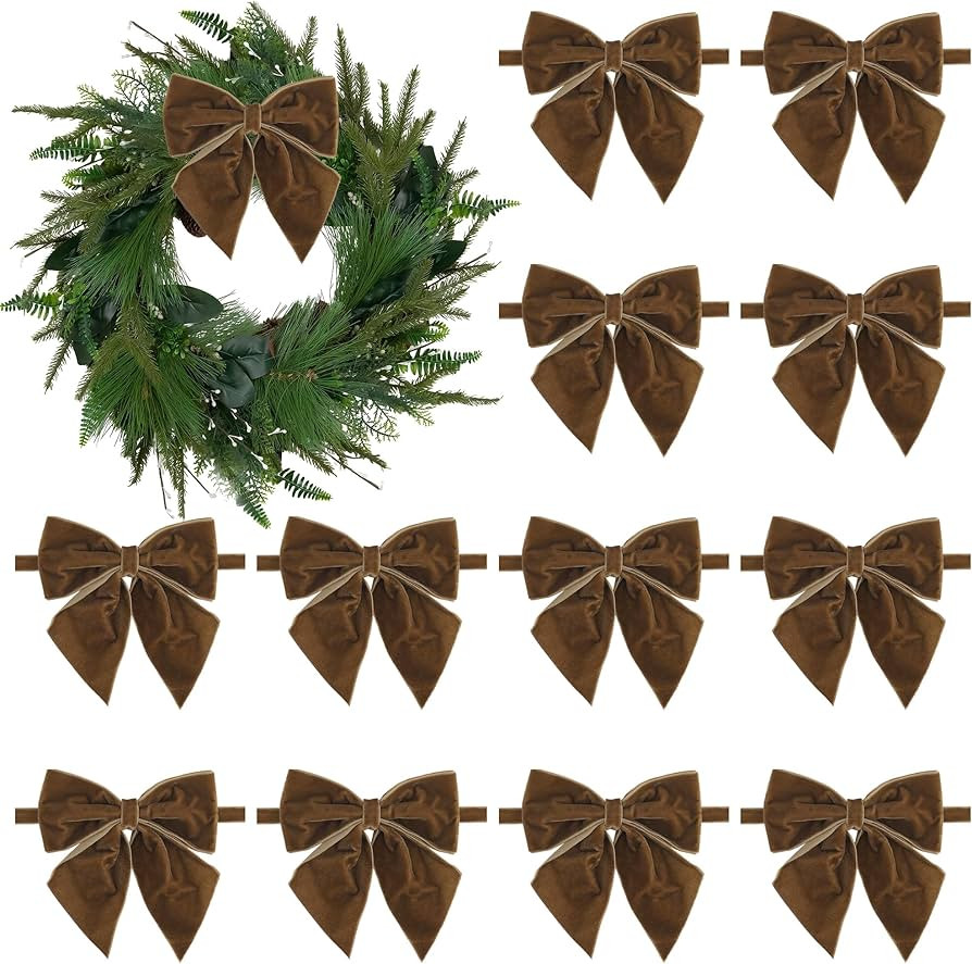AIMUDI Brown Velvet Bows 4" Christmas Bows for Gift Wrapping Velvet Bows for Christmas Tree, Holi... | Amazon (US)