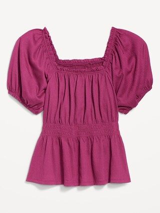 Puff-Sleeve Smocked Babydoll Blouse for Women | Old Navy (US)