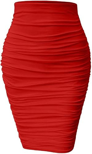 Women's High Waist Ruched Bodycon Tight Casual Pencil Skirt | Basic,Stretchy,Solid,Slim,Casual,Da... | Amazon (US)