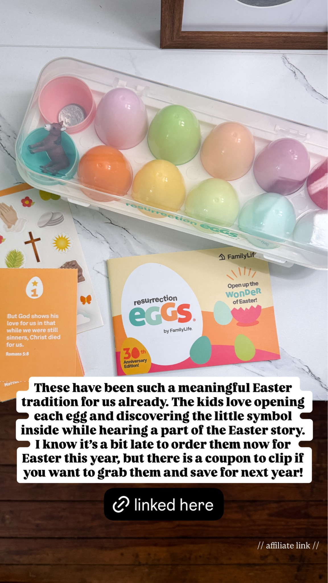 These have been such a meaningful Easter tradition for us already. The kids love opening each egg and discovering the little symbol inside while hearing a part of the Easter story.

#LTKmomlife #LTKSeasonal #LTKKids