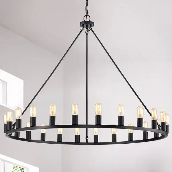 The Gray Barn Liam 48-inch Round Wagon Wheel 24-light Chandelier - On Sale - Overstock - 31789493 | Bed Bath & Beyond