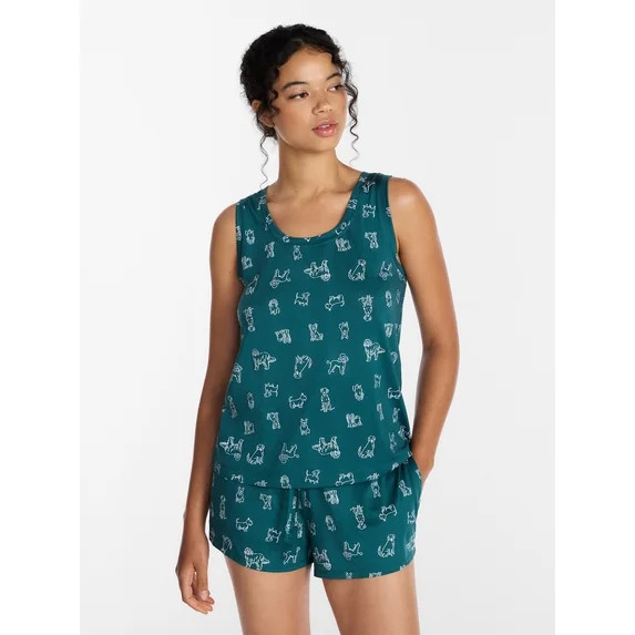 Joyspun Women's Tank Top and Shorts Pajama Set, 2-Piece, Sizes XS-3X | Walmart (US)
