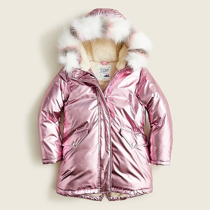 Girls' metallic fishtail parka with eco-friendly PrimaLoft® | J.Crew US