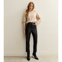 Women's Black Faux Leather Straight Leg Trousers New Look | New Look (UK)