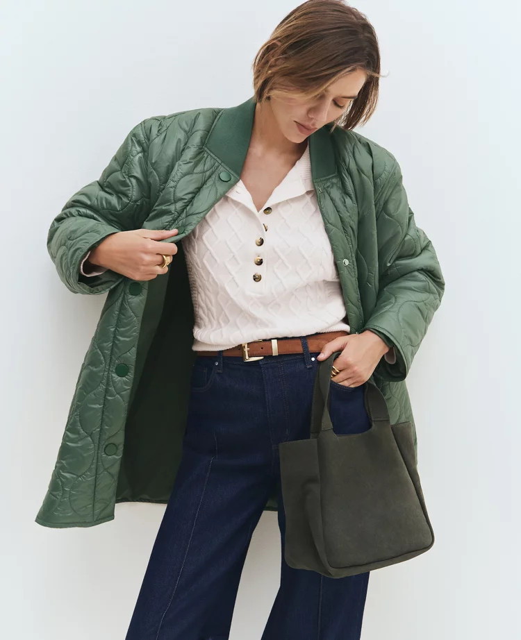 Varsity Collar Quilted Jacket | Ann Taylor