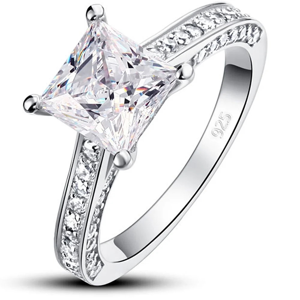 1.25 Carat Princess Cut Moissanite Engagement Ring - Bridal Set - Pave Ring - Promise Ring - 18k ... | Walmart (US)