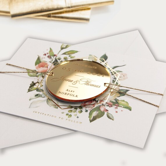 Fridge Magnet Save Our Date Luxury Circle Gold Acrylic Plexi  - Etsy | Etsy (US)